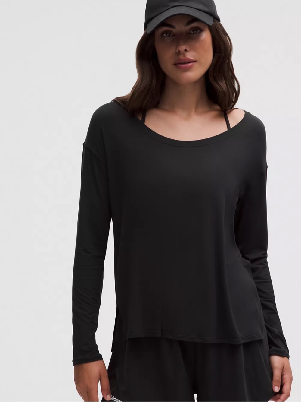 Lululemon SilkAppeal Side-Slit Long-Sleeve Shirt Black Size 8